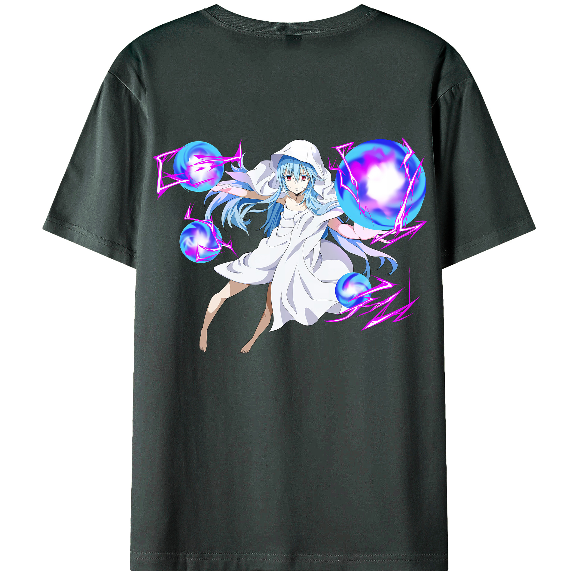 （画像用） 転スラ Regarding Reincarnated to Slime 綿100％ メンズ半袖Tシャツ（バックプリント） 通気性